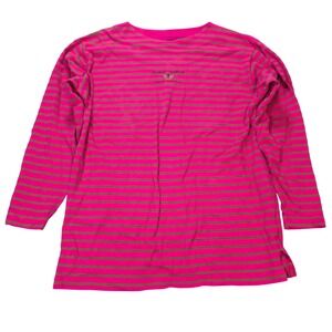 Dockers Tradition Striped Long Sleeve Shirt Women's Size L Pink Olive Green VTG